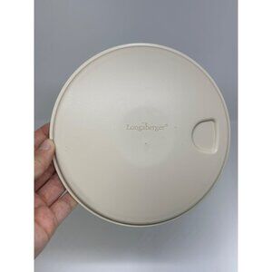 Longaberger Round Basket Protector Lid – Tan/Beige Plastic, 6.25" Diameter VTG